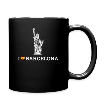 I Love Barcelona Statue Lover Heart Flag Spain Pun - Full Colour Mug - black - Right