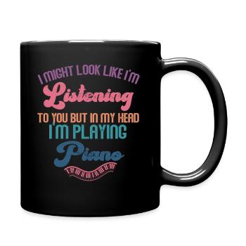 J’ai peut-être l’air d’écouter du piano - Mug uni - noir - Droite