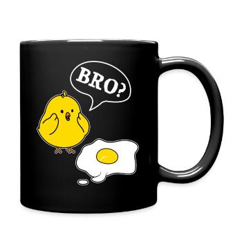 Bro? Chicks and Eggs Funny Chick Motif - Full Colour Mug - black - Right