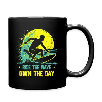 Surfer sur la vague – Own the Day Dicton - Mug uni - noir - Droite