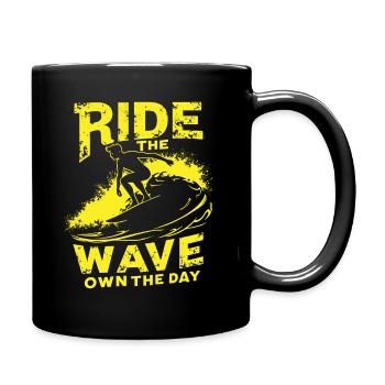 Surfer sur la vague – Own the Day Dicton - Mug uni - noir - Droite