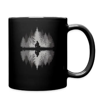 Angler im dunklen Wald - Tasse einfarbig - Schwarz - Rechts