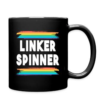 Linker Spinner Regenbogen Menschenrechte links - Tasse einfarbig - Schwarz - Rechts