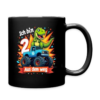 Dinosaur 2nd Birthday Monster Truck - Full Colour Mug - black - Right