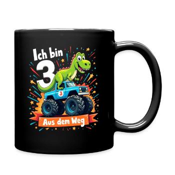 Dinosaur 3rd Birthday Monster Truck - Full Colour Mug - black - Right