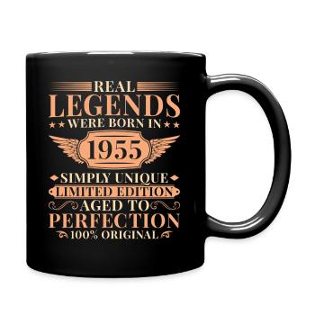 70 Jahre Einzigartig Vintage Jahrgang 1955 - Tasse einfarbig - Schwarz - Rechts