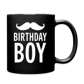 Birthday Boy – Geburtstag mit Schnurrbart - Tasse einfarbig - Schwarz - Rechts