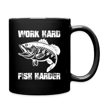 Work Hard Fish Harder - Full Colour Mug - black - Right