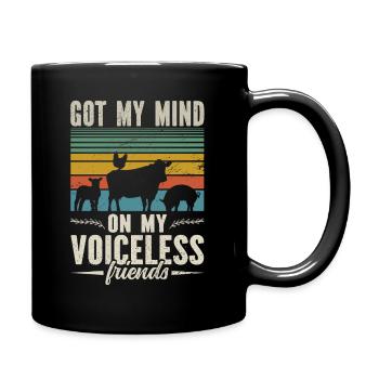 Gedanken Bei Meinen Stummen Freunden Vegan - Tasse einfarbig - Schwarz - Rechts