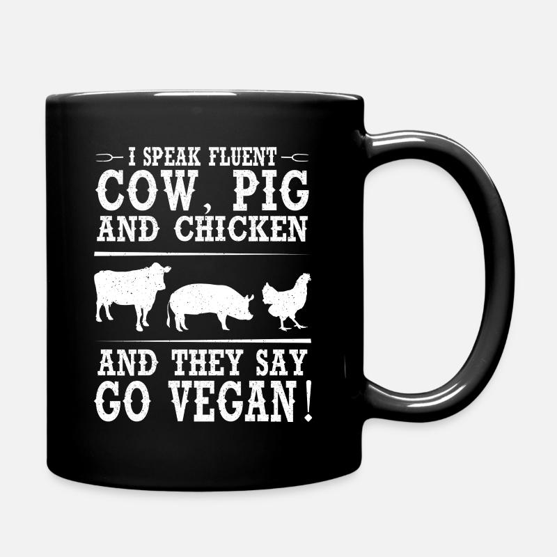 Kuh Schwein Huhn - Sei Vegan Vegetarier Veganer - Tasse einfarbig - Schwarz