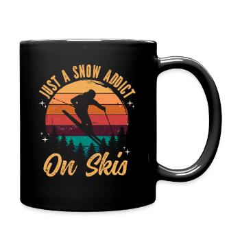 Just A Snow Junkie On Ski Vintage Retro - Full Colour Mug - black - Right