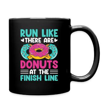 Lustiges Laufshirt Donut Motivation Joggen Sport - Tasse einfarbig - Schwarz - Rechts