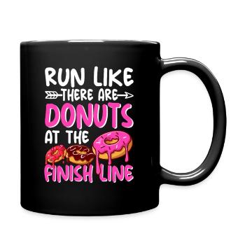 Lustiges Laufshirt Donut Motivation Joggen Sport - Tasse einfarbig - Schwarz - Rechts