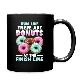 Lustiges Laufshirt Donut Motivation Joggen Sport - Tasse einfarbig - Schwarz - Rechts