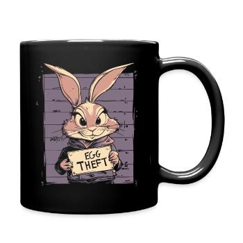 Hase Eierdieb Osterhase Mugshot Polizeifoto Ostern - Tasse einfarbig - Schwarz - Rechts