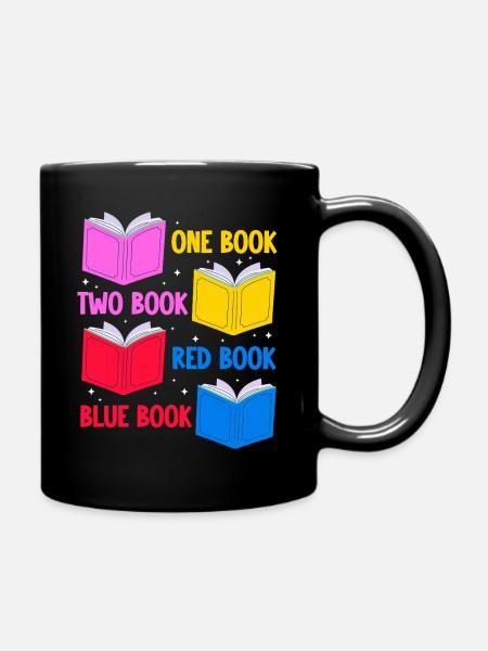 one book two book red book blue book Design for a - Tasse einfarbig - Schwarz