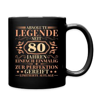 80 Jahre Einfach Einmalig 80. Geburtstag - Tasse einfarbig - Schwarz - Rechts