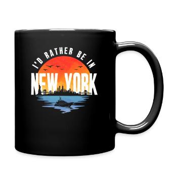 I'd Rather Be In New York Skyline Sunset - Full Colour Mug - black - Right