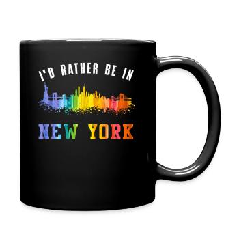Ich wäre lieber in der Skyline von New York - Tasse einfarbig - Schwarz - Rechts