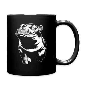 Hippopotamus Illustration: Wildlife Design for Fans - Full Colour Mug - black - Right