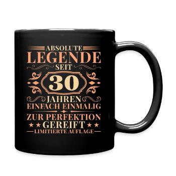 30 Jahre Einfach Einmalig 30. Geburtstag - Tasse einfarbig - Schwarz - Rechts