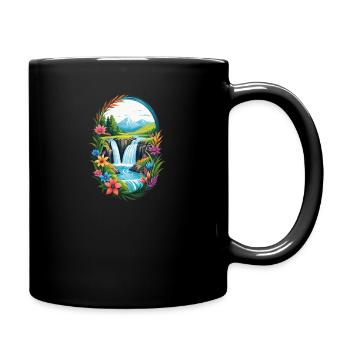 Waterfall Floral Vista - Full Colour Mug - black - Right