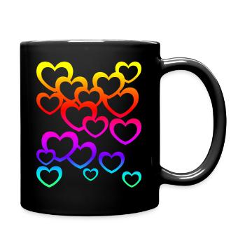Colorful Hearts Gradient Rainbow Heart Icon - Full Colour Mug - black - Right