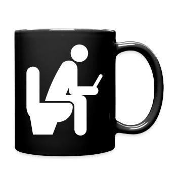 Internet addiction, smartphone on the toilet - Full Colour Mug - black - Right