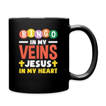 Bingo In My Veins Jesus Heart Bingo Players - Full Colour Mug - black - Right