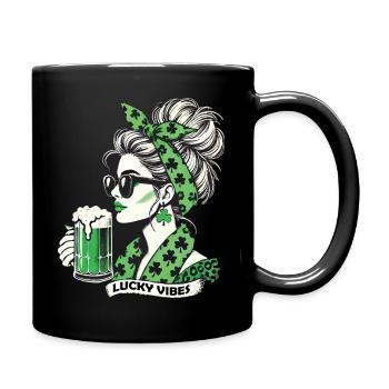 Happy Vibes St. Patrick's Day Woman - Full Colour Mug - black - Right