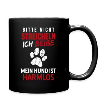 Bitte Nicht Streicheln Ich Beiße Hundebesitzer - Tasse einfarbig - Schwarz - Rechts