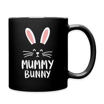Mummy Bunny Osterdesign für Hasenfans - Tasse einfarbig - Schwarz - Rechts