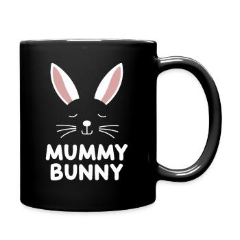 Mummy Bunny Osterdesign für Hasenfans - Tasse einfarbig - Schwarz - Rechts