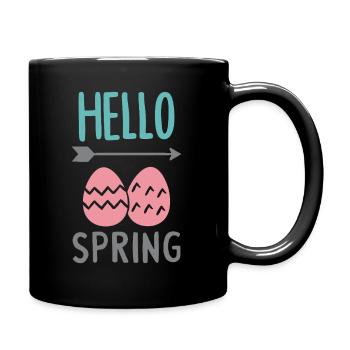 Bonjour le design printanier avec des œufs de Pâques - Mug uni - noir - Droite