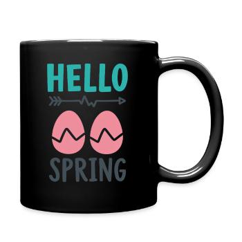 Bonjour le design printanier avec des œufs de Pâques - Mug uni - noir - Droite