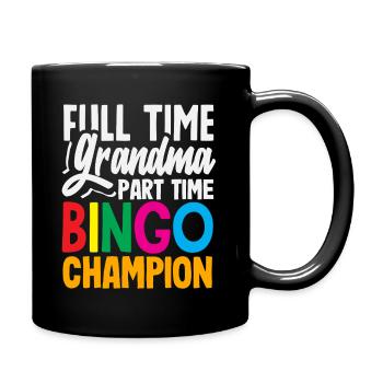 Full-time granny part-time bingo player - Full Colour Mug - black - Right
