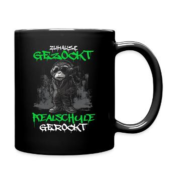 Zuhause gezockt Realschule gerockt Schulabschluss - Tasse einfarbig - Schwarz - Rechts