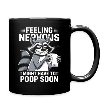 IBS Nervosität, Waschbär Durchfall Humor - Tasse einfarbig - Schwarz - Rechts