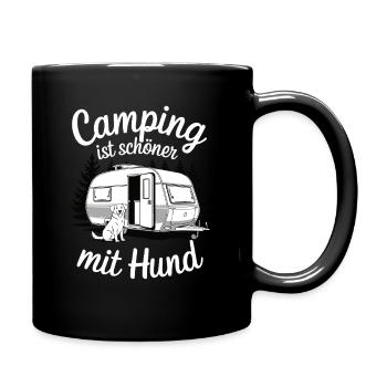 Camping ist schöner Hund - Tasse einfarbig - Schwarz - Rechts