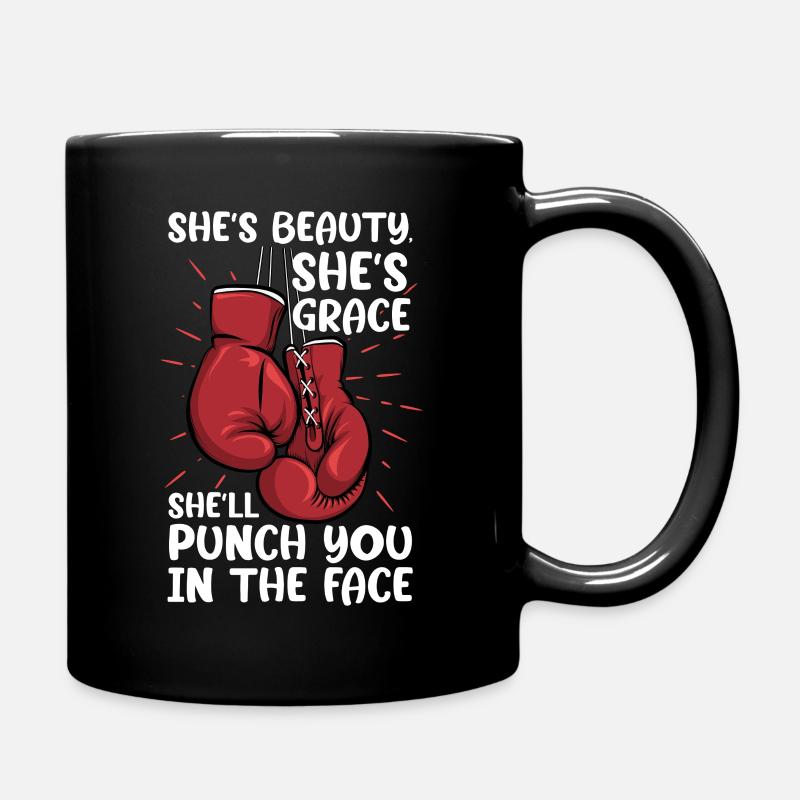 shes beauty shell punch you in the face Design - Tasse einfarbig - Schwarz