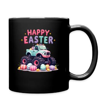 Garçons Happy Easter Monster Truck Oeufs de Pâques - Mug uni - noir - Droite