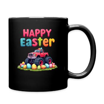 Garçons Happy Easter Monster Truck Oeufs de Pâques - Mug uni - noir - Droite