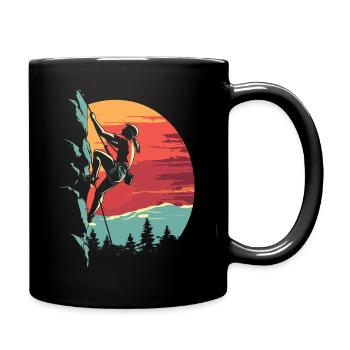 Klettern in den Alpen: Fels bei Sonnenuntergang - Tasse einfarbig - Schwarz - Rechts