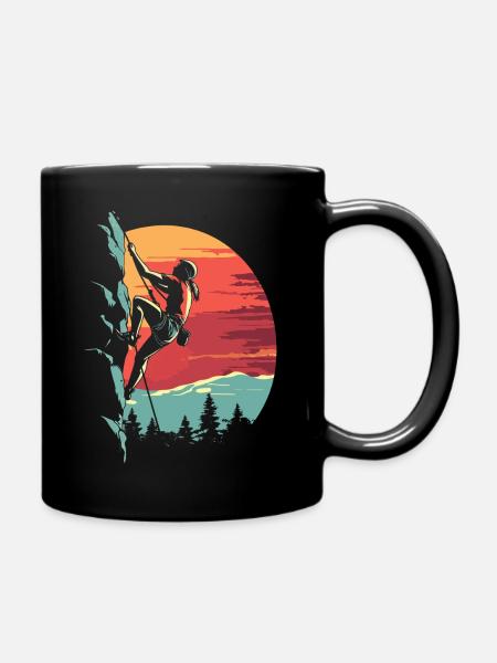 Escalade dans les Alpes : rocher au coucher du soleil - Mug uni - noir