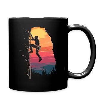 Klettern am Limit: Bouldern im Sonnenaufgang - Tasse einfarbig - Schwarz - Rechts