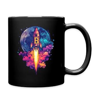 Bitcoin BTC Crypto Rocket Moon - Tasse einfarbig - Schwarz - Rechts