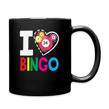Ich Liebe Bingo Herzvolle Zahlen - Tasse einfarbig - Schwarz - Rechts