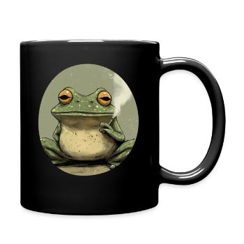 Pot-smoking frog laughs: weed and croak - Full Colour Mug - black - Right