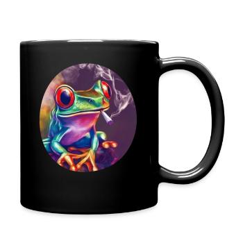 Stoned Frosch: Cannabis, Kiffen, Quak & Trippy - Tasse einfarbig - Schwarz - Rechts