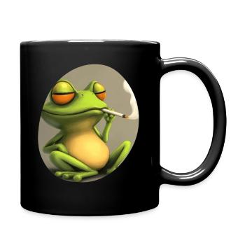 Trippy Frosch meditiert: Kiffer im Quak‑Modus - Tasse einfarbig - Schwarz - Rechts